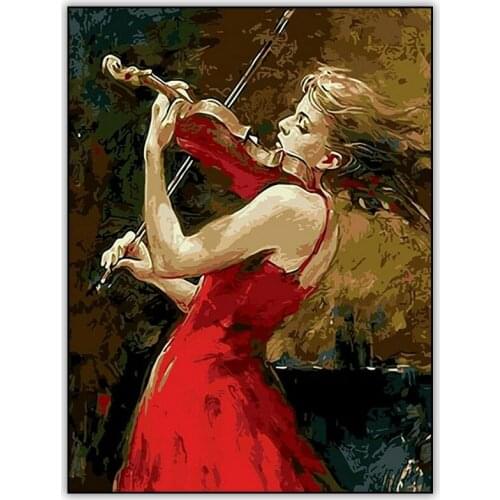 Violin Girl 5d DIY Diamond Painting Wall Art Full Drill Square / Round Crystal Mosaic Diamand Painting Embroidery Accessories