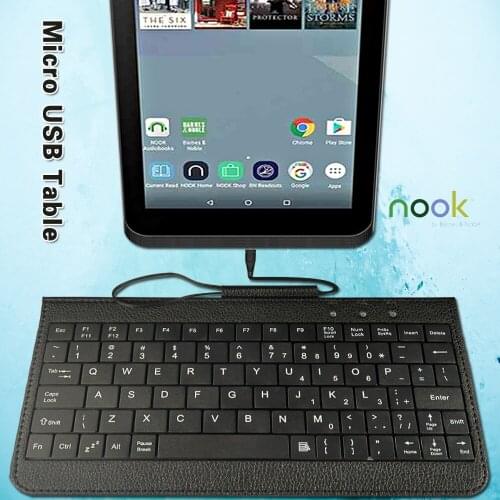 Ultra-Thin Wired Keyboard Black Suitable for Barnes Noble NOOK 7"/Nook Glowlight 3/NOOK HD 7 Inch/NOOK 2016 Tablet Keyboard