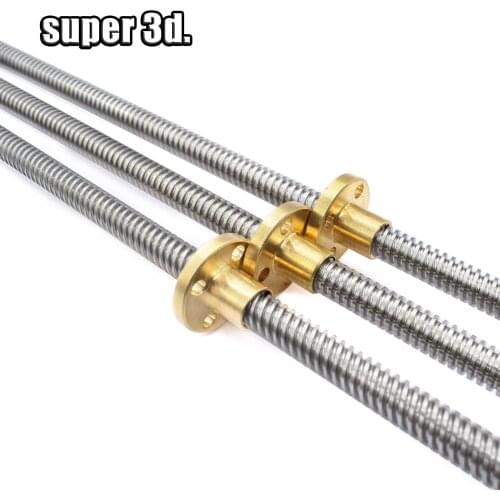 T8 Lead Screw OD 8mm Pitch 2mm Lead 8mm 150mm 200mm 300/400mm 500mm Trapezoidal Screws With Brass Nut For cnc Reprap 3D Printer