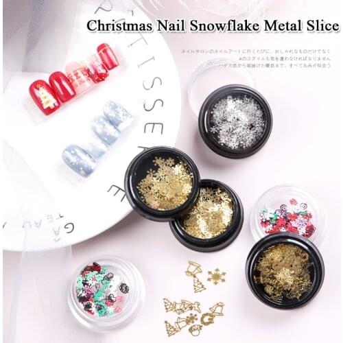 TSZS Newest Christmas Design Multicolor Nail Snowflake Metal Slice DIY Nail Art Decoration Accessories