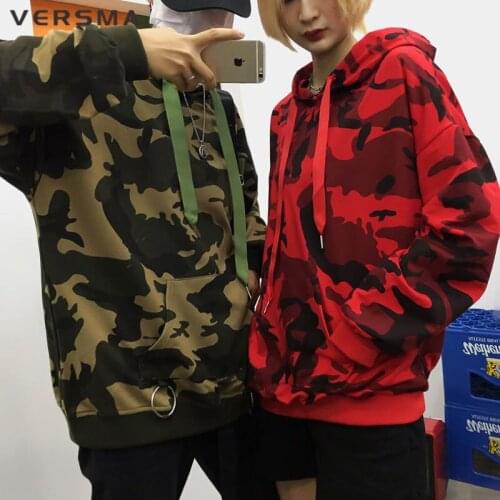 VERSMA Japanese Harajuku Camouflage Printed Patchwork Hoodie Men Hip Hop Streetwear Loose Hoodies Sweatshirts Men Dropshipping