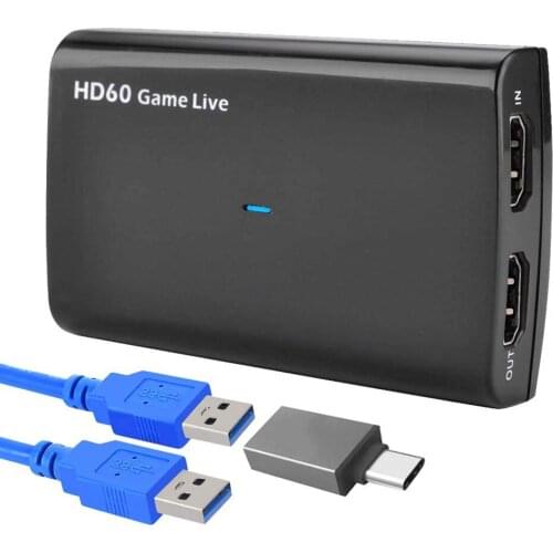 HDMI to USB3.0 UVC Game Video Capture with Microphone input, Broadcast Live Stream Record Grabber Converter upto 1080P 60Fps