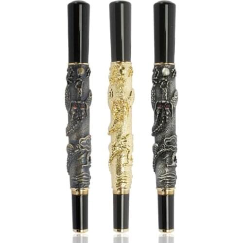 Vintage Black Dragon Style Fountain Pen Brand Metal Fine Iraurita Nib 0.5mm Ink Pens Writing Stationery School Office Supply