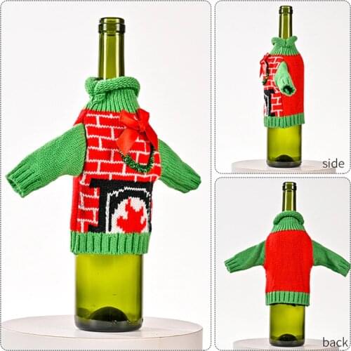Knitted Red Christmas Wine Bottle Decorations New Year Xmas Family Dinner Christmas Party Santa Wine Bottle Cover Bag