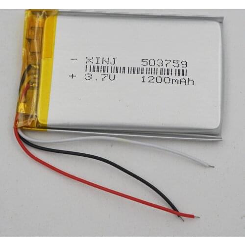 XINJ 3.7V 1200mAh 3 Wires Thermistor Rechageable Li Polymer Lipo Battery 503759 For E-Book PAD MID Portable DVD Tablet PC