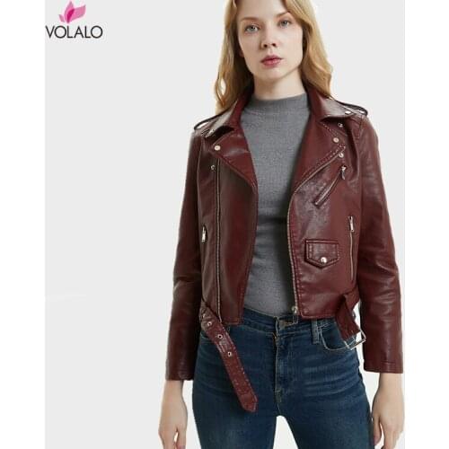 2020 New Fashion Women Smooth Motorcycle Faux Leather Jackets Ladies Long Sleeve Autumn Winter Biker Streetwear Black Short Coat