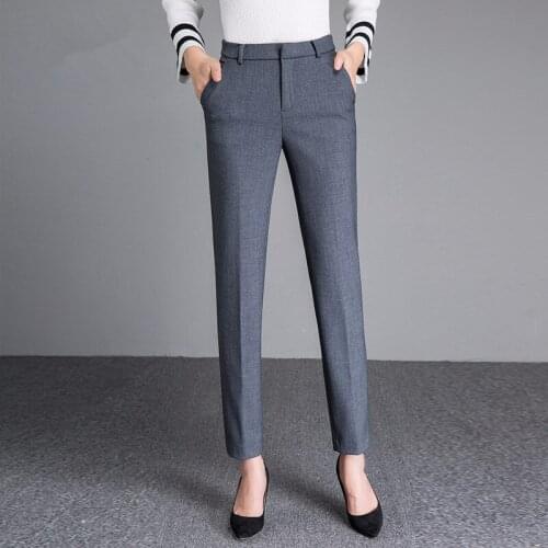 ACRMRAC Women pants Slim Solid color winter Thicken OL Formal Suit pants Ankle-Length Pants Women