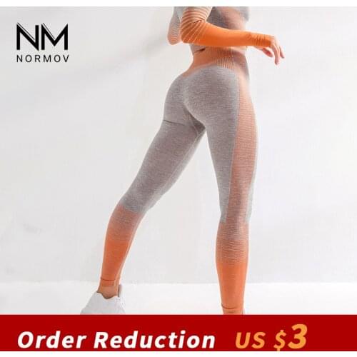 NORMOV Fashion Striped Patchwork Women Leggings Fitness High Waist Push Up Ankle Length Spandex Leggin Casual Seamless Leggings