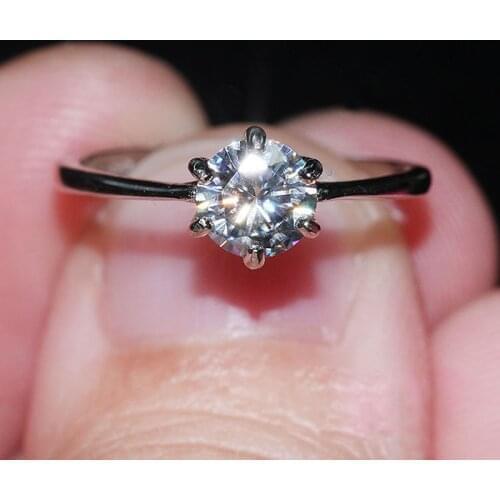 0.5ct 5mm 6 Prong Moissanite Solarite Ring Round Cut Solid 925 Real Sterling Silver Birthday Gift Wedding Ring For Women