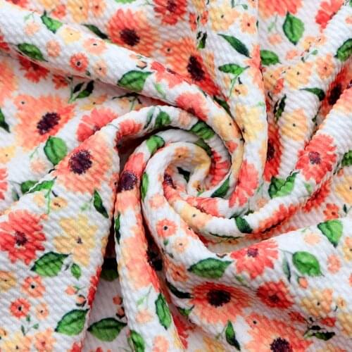 1/2Yard Spring Flower Printed Bullet Fabric Textured Liverpool 4 Way Stretch Spandex Knit Fabric For Baby HeadWrap Scrunchies