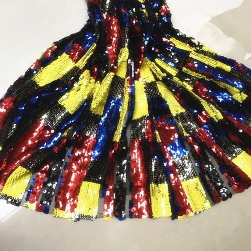 1Y/Lot Rainbow Sequins Fabric Mesh 3 Style Sequins Embroidered Fabric for Dress Performance Clothing Sequin Cloth