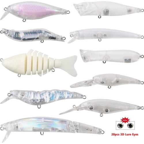 10pcs Unpainted Fishing Lures Kit Blank Hard Crankbait Lures Minnow Lures Baits Set Blank Lure Bodies For DIY Making Lures