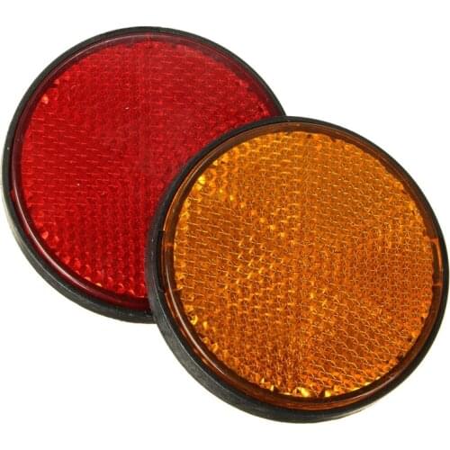 2pcs 2inch Round Red and Orange Reflectors Universal For Motorcycle ATV Bike Dirt Bike