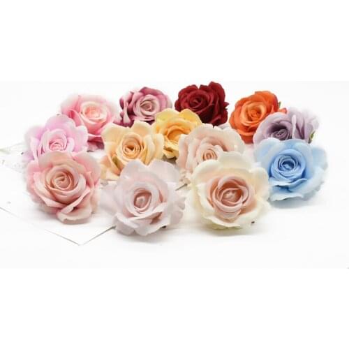 2 Pieces 7 CM silk roses head Christmas decorations for home Wedding Valentines Day present DIY Scrapbooking Artificial flowers