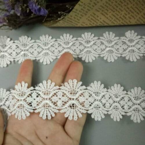 2 yard White Micro Fiber Flower Embroidered Fabric Lace Trim Ribbon Handmade Sewing Supplies Craft For Costume Decoration New