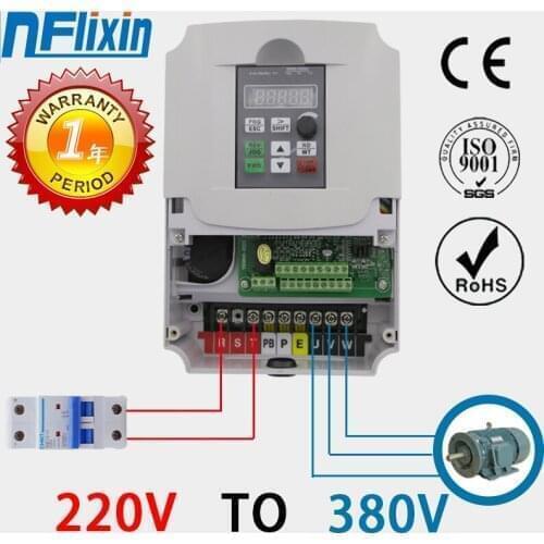 5.5kw/7.5kw Inverter 220V to 380V Single Phase Input and 3 Phase Output Frequency Converter Adjustable Speed VFD For Spindle