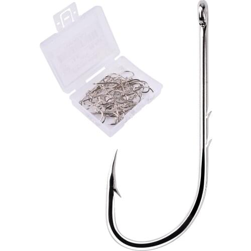 50pcs Barbed Fishing Hooks Sea Worm Carp Single Circle Hook Set Fly Fishing Accessories Tackle Carbon Steel Fishhook
