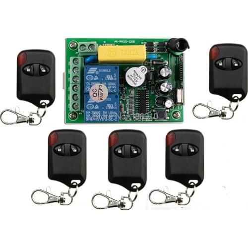 AC220V 2CH Wireless Remote Control Switch System teleswitch 1*Receiver + 5 *cat eye Transmitters for Appliances Gate Garage Door