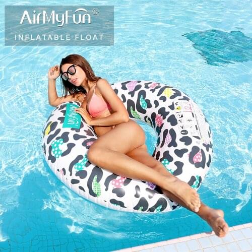 AirMyFun Inflatable Leopard Print Giant Pool Float, Swim Ring Pool Float Rafts, Water Rafts Inner Tube Toy
