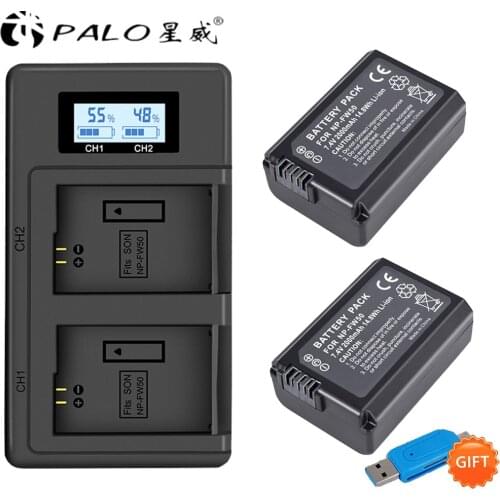 PALO 2000mAh NP-FW50 NP FW50 NPFW50 Camera Battery + LCD USB Dual Charger for Sony Alpha a6500 a6300 a6000 a5000 a3000 NEX-3 a7R