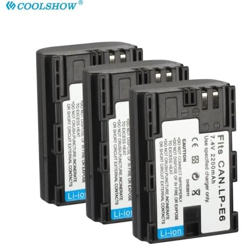 Camera Battery LP-E6 LPE6 LP E6 for Canon EOS 5DS 5D 6D 7D 60D 60Da EOS 70D Mark II Mark III 80D XC10 DSLR 2200mAh Batteries