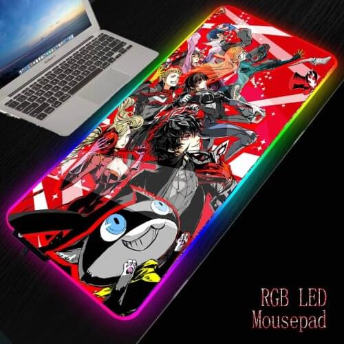 Mairuige Large LED RGB Gaming Mouse Pad 2M Elbow USB Data Cable Mousepad Gamer Computer Keyboard Pad Mat XXL for Persona Anime
