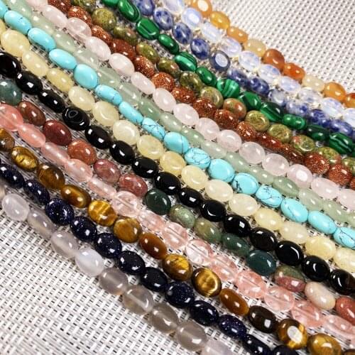 Natural Agates Stone Beads Egg Shape Loose Beads DIY For Making Necklaces Bracelets Exquisite Gift Length 38cm Size 6x8mm