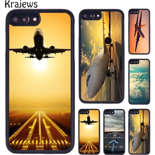 Krajews Airplane flying into the sunset Phone Case For iPhone 6 7 8 Plus 11 12 Pro X XR XS Max Samsung Galaxy S5 S6 S7 S8 S9 S10