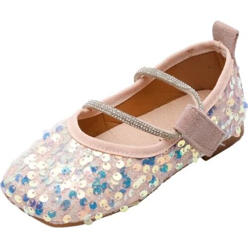COZULLAA Kids Girls Glitter Sequins Casual Shoes For 2020 Chlidren Elegant Rhinestone Band Princess Flats Shoes Size 21-35