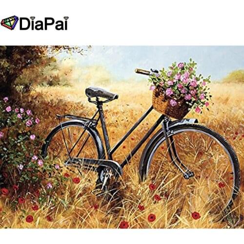 DIAPAI Diamond Painting 5D DIY 100% Full Square/Round Drill "Bicycle flower" Diamond Embroidery Cross Stitch 3D Decor A24776