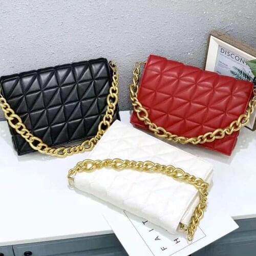 Designer Thick Chain Shoulder Bags for Women 2021 New Brand Soft PU Clutch Bag Female Purses and Handbags Luxury Big Tote Bags