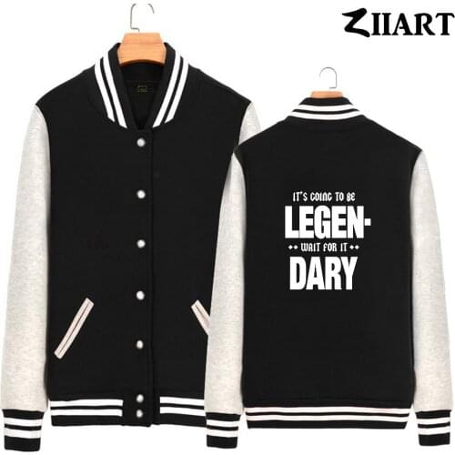 Himym black white letters its going to be legendary wait for it dary Man Full Zip Autumn Winter Fleece Baseball jackets ZIIART