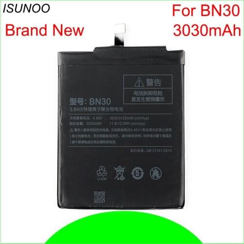 ISUNOO 10pcs/lot BN30 Battery 3030mAh for Xiaomi Redrice 4A Hongmi 4A Battery