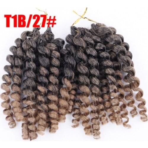 Jumpy Wand Curl Twist 8" Janet Crochet Hair Marley Twist Bounce Braid Hair Extension Ombre Color T1B/27 Free Shipping