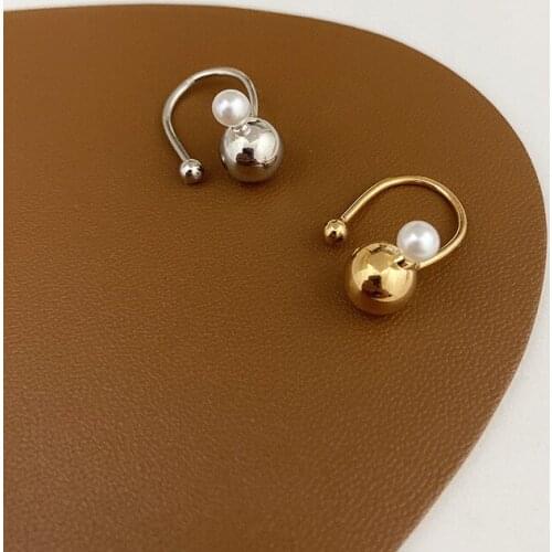 Trendy Fashion Vintage Gold Silver Color Metal Ball Pearl Earcuff Fake Piercing Earclip Non Pierced Pearls Ear Cuff Accessories