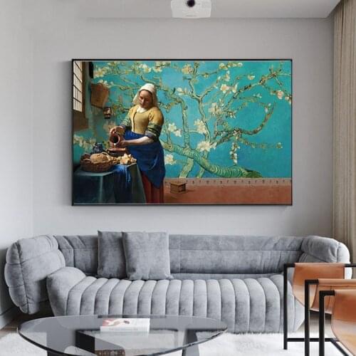 Famous Almond Blossom Flowers Canvas Painting Wall Art Nordic Posters and Prints Wall Pictures for Living Room Decoration
