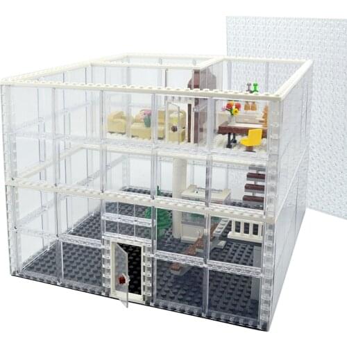 Building Blocks City Glass House Compatible with Classic Furniture Bricks 2 Floors Baseplates Creative Friends MOC Toys for Kids