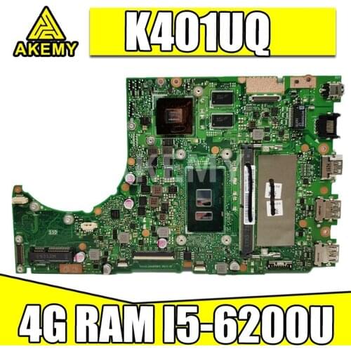 K401UQ Laptop motherboard 4GB RAM i5-6200U cpu for ASUS K401UB K401U A401U K401UQ K401UQK mainboard motherboard test 100% ok