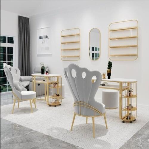 Marble manicure table and chair set net red double iron single double table manicure table set