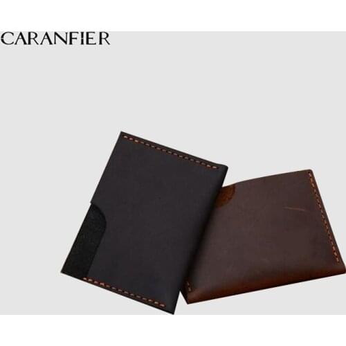 CARANFIER Unisex Mens Wallets Genuine Cow Leather Purses Credit Card Holder Classic Business Carrying Slim Male pocketbook