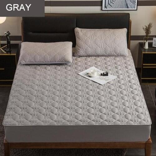 Soft Fiber Quilted Mattress Cover 100% Cotton Mattress Topper Pad Bugs Anti Dust Color Mite Protector King Twin Bed Queen Solid