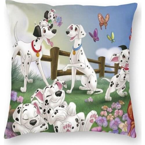 Dalmatians And Butterfly Beautiful Day Cushion Cover Print Cartoon Dog Pet Throw Pillow Case for Car Cool Pillowcover Home Decor