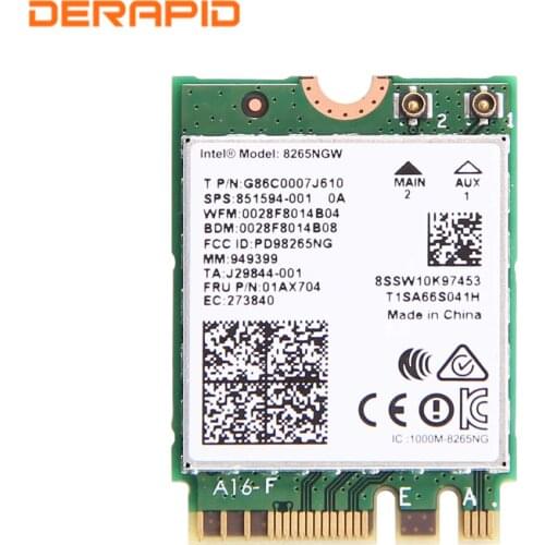 New 8265NGW Wireless AC 8265 NGFF Wifi Wlan Card 802.11ac 867Mbps Wi-Fi + Bluetooth 4.2 Network Card MU-MIMO 2.4G/5G Win 7 8 10