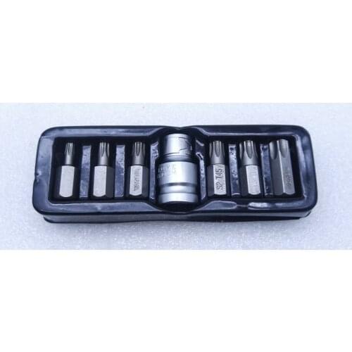 New 7pcs/set 3/8" 10mm Screwdriver bit set with 1/2" Conversion sleeve for Spline Torx Hex RIBE L30mm S2
