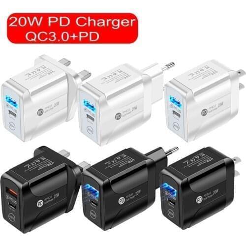 50pcs/lot New USB Charger Quick Charge QC3.0+ PD20W Wall Mobile Phone Charger For Samsung Xiaomi IPhone QC3.0 Charging Adapter