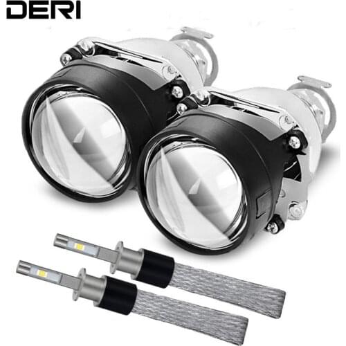 2.5 Inch Car HID Glass Headlight Projector Lens with H1 Led Bulb For H7 H4 Headlights on Car Bi Lens Kit Car Product Retrofit