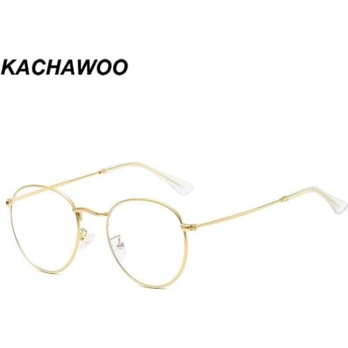 Kachawoo metal round glasses anti blue light male oval fashion spectacle frames women optical gold silver black hot selling