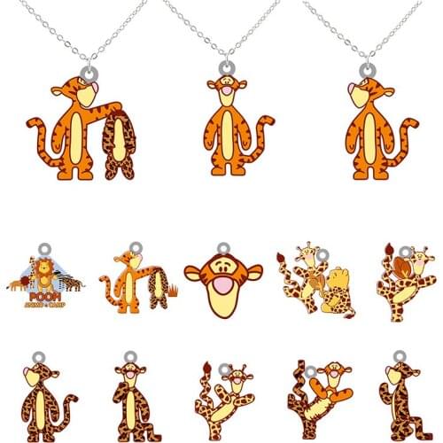 Disney Cartoon Characters Cute And Funny Jumping Tiger Funny Shape Pattern Pendant Epoxy Resin Necklace Jewelry Necklace