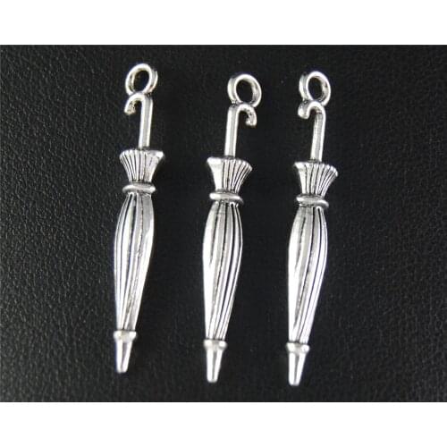 10pcs Silver Color 3D Umbrella Charm Handmade Charms Pendants Jewelry Findings 35X5mm A2067