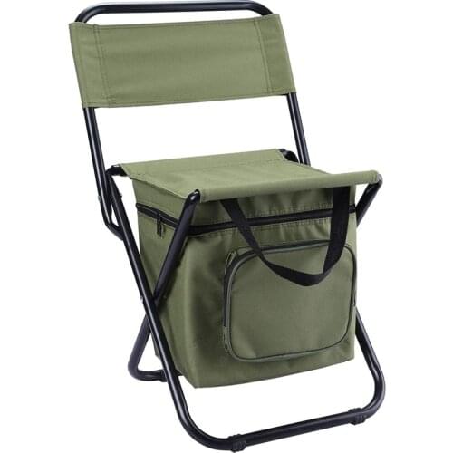 Portable Foldable Camping Chair with Cooler Bag Compact Fishing Chair Lounge Travel chairs For Outdoor Sketching with Backrest